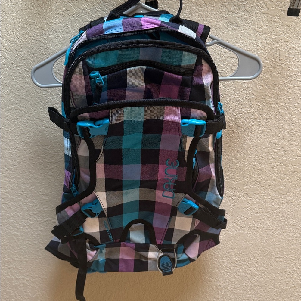Dakine Ski Plaid Backpack with Blue Accents